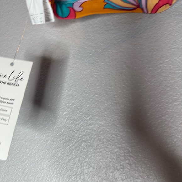 New Boho Wavy Striped Strappy V-Neck Top Cutout Bikini Size M - Picture 10 of 10